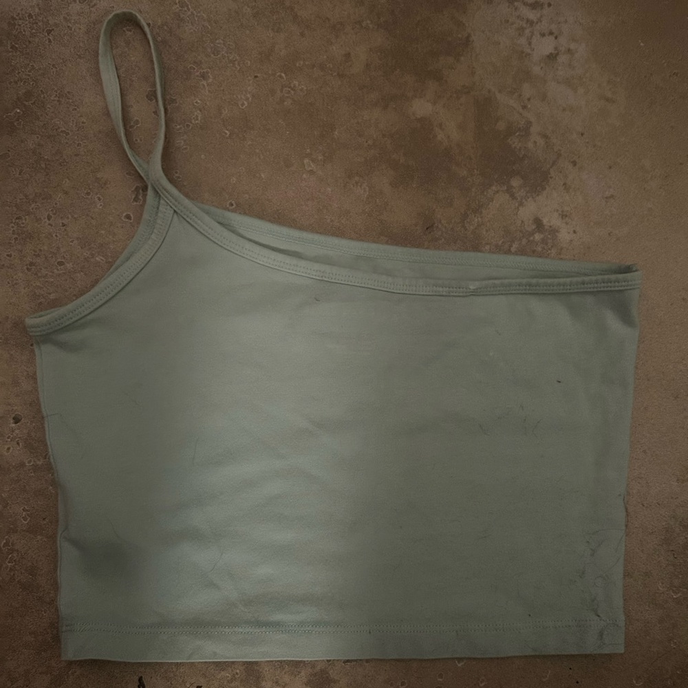 One-Shoulder Crop Top in Sage